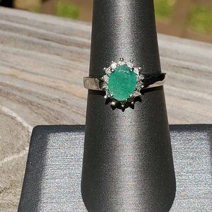 Genuine Emerald and Diamond ring size 7